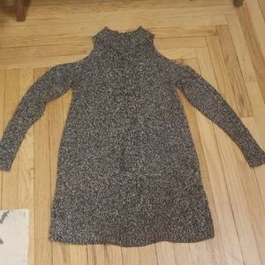 Express cold shoulder cable knit grey sweater dress size L